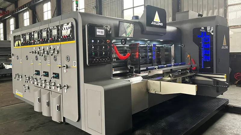 Apiladora, impresora y ranuradora flexográfica de alta velocidad automática