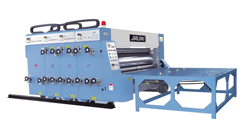 Impresora y ranuradora flexográfica semiautomática (alimentador por cadena)