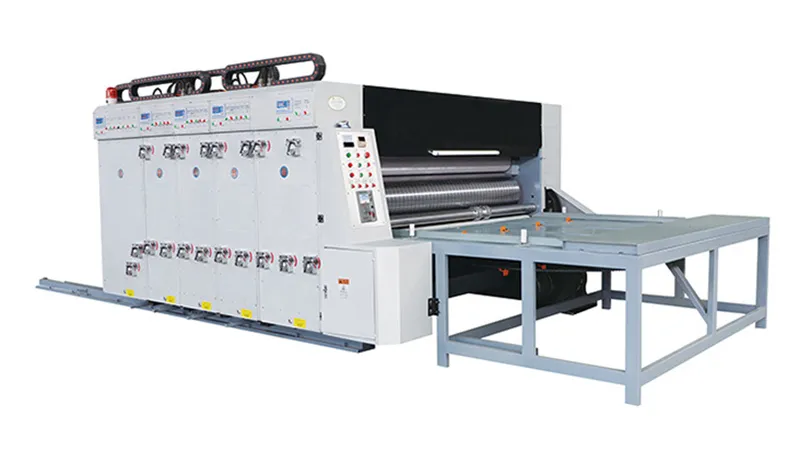 Impresora y ranuradora flexográfica semiautomática (alimentador por cadena)